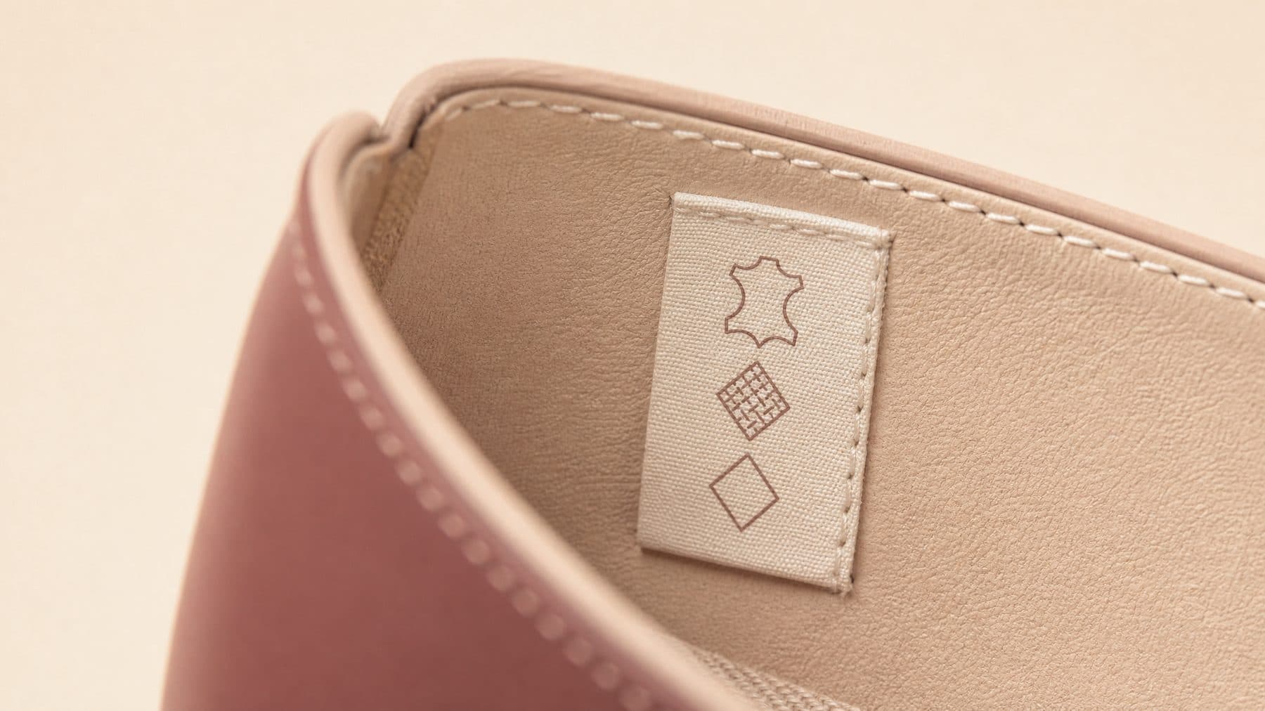 The three-part materials label stitched inside the shoe.